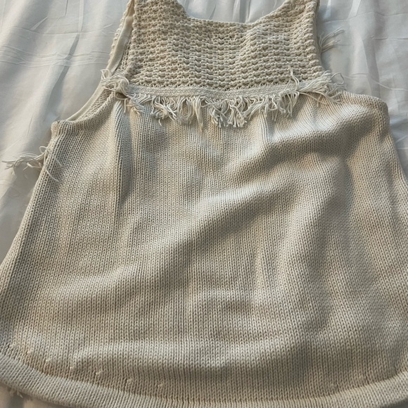 Anthropologie Cream Fringe Patchwork Knit Tank - Picture 3 of 3